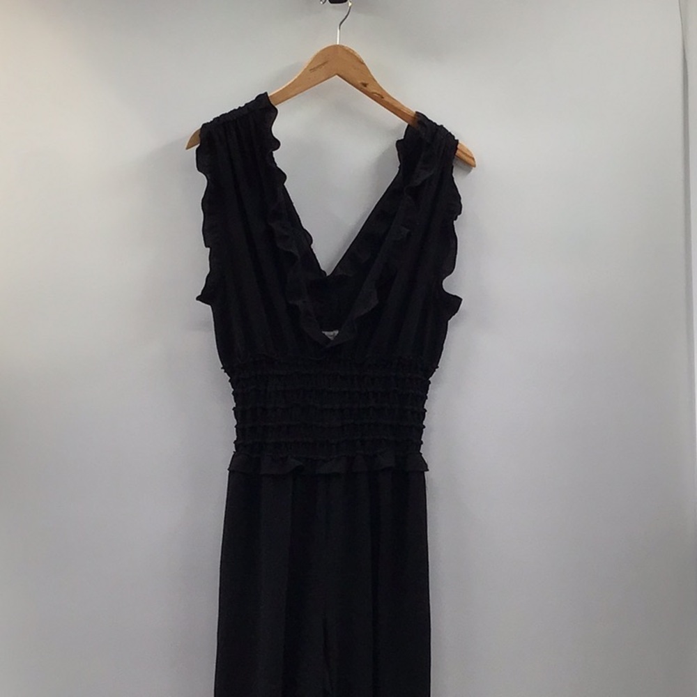 Max Studio Black Ruched Ruffled  romper